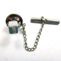 Men's Vintage 1960s Mid-Century Silver Geometric Tie Tack - Front - Thumbnail