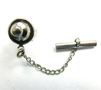 Men's Vintage 1960s Mid-Century Silver Geometric Tie Tack - Back - Thumbnail