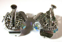 Signed 1960s Vendome Designer Crystal and Bead Earrings - Back - Thumbnail