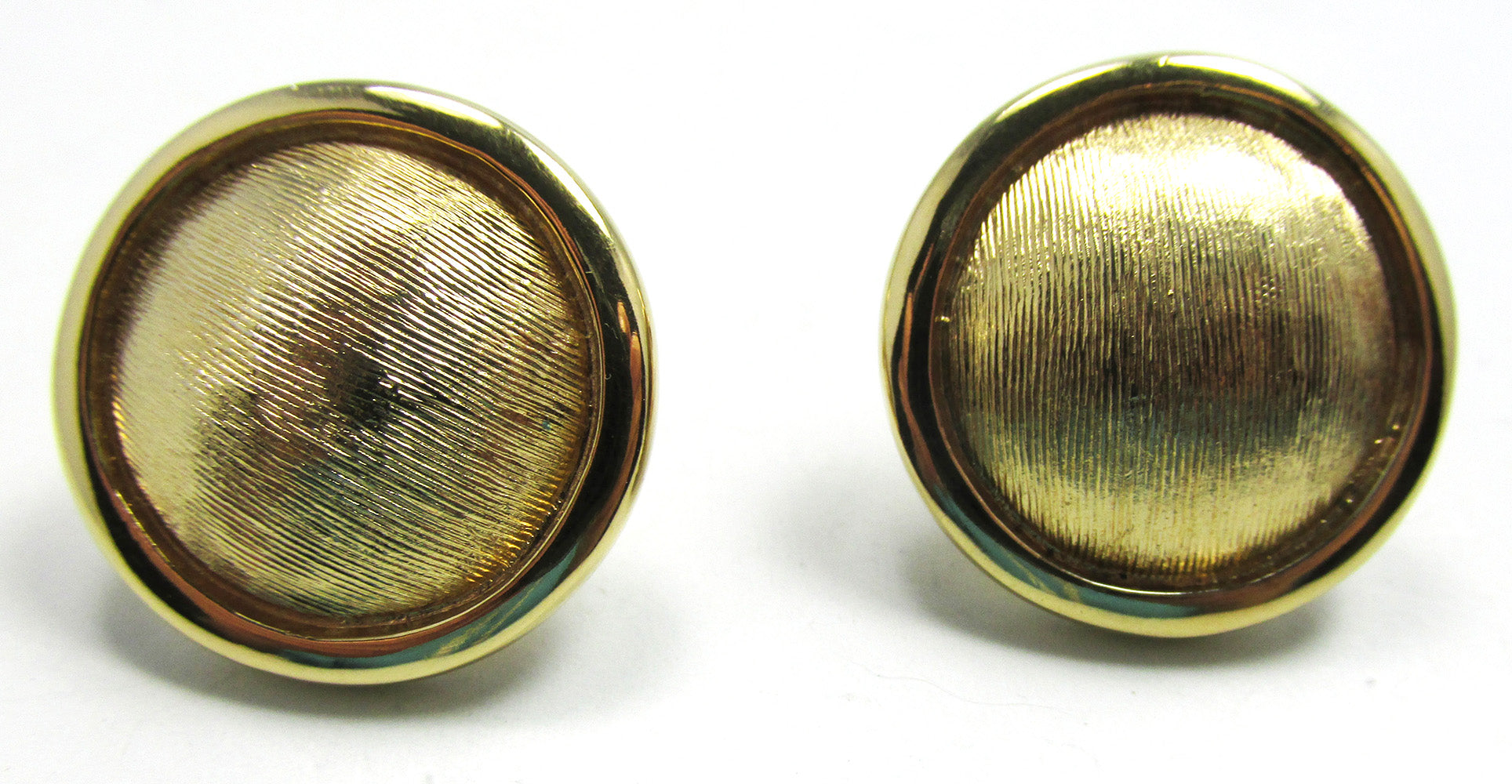 Napier signed 1970s Designer Classic Gold Button Earrings - Front