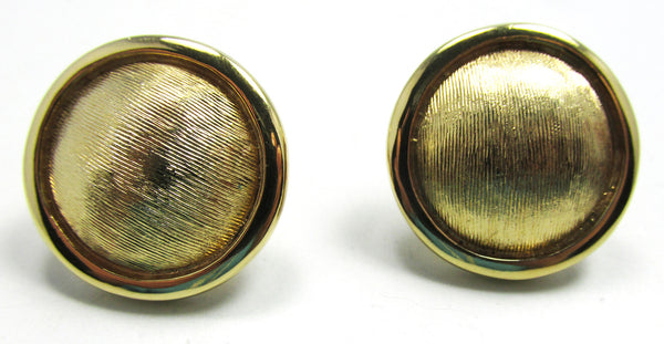 Napier signed 1970s Designer Classic Gold Button Earrings - Front