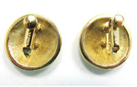 Napier signed 1970s Designer Classic Gold Button Earrings - Back - Thumbnail