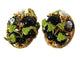 Vintage 1950s Onyx and AB Rhinestone and Enamel Clip-on Earrings