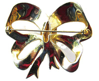 Vintage 1950s Gorgeous Emerald-Green Rhinestone Ribbon Bow Pin