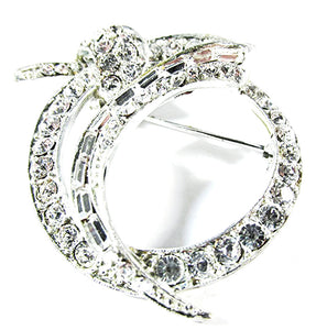 Signed Pell Designer 1950s Vintage Mid-Century Diamante Pin - Front