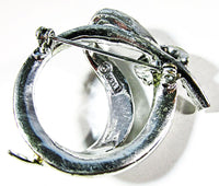 Signed Pell Designer 1950s Vintage Mid-Century Diamante Pin - Back - Thumbnail