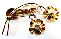 Vintage 1940s Mid-Century Sapphire-Blue Rhinestone Floral Spray Pin - Back - Thumbnail