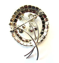 1950s Vintage Three-Dimensional Diamante and Pearl Floral Pin - Back - Thumbnail
