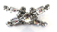 Vintage 1950s Clear Rhinestone and Silver-Toned Geometric Pin - Front - Thumbnail