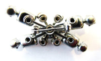Vintage 1950s Clear Rhinestone and Silver-Toned Geometric Pin - Back - Thumbnail