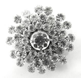 Vintage 1950s Mid-Century Clear Rhinestone Silver-Toned Pin/Pendant - Front