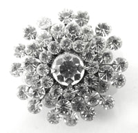 Vintage 1950s Mid-Century Clear Rhinestone Silver-Toned Pin/Pendant - Front - Thumbnail