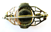 Antique 1920s Art Deco Ruby and Clear Rhinestone and Brass Pin - Back - Thumbnail