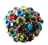 Vintage 1950s Multicolor Rhinestone Gold-Toned Mid-Century Pin - Front