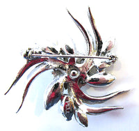 Signed Pell Vintage 1950s Clear Rhinestone Swirl Pin - Back - Thumbnail