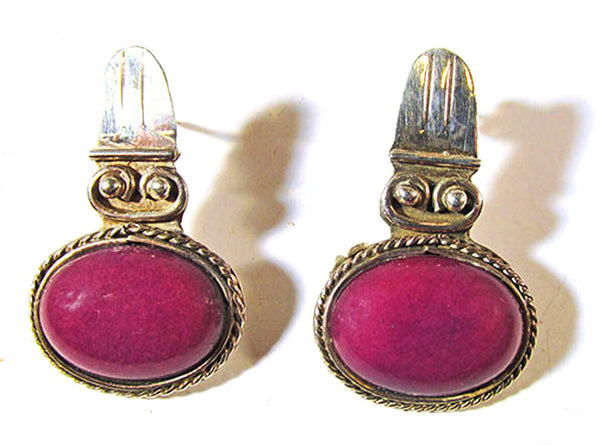 Signed Mexico Vintage 1990s Sterling Silver Pierced Earrings - Front