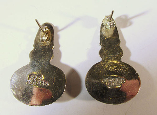 Signed Mexico Vintage 1990s Sterling Silver Pierced Earrings - Back