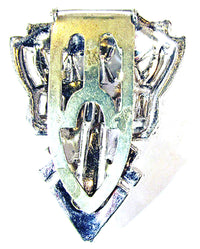 Vintage 1930s Art Deco Clear Rhinestone and Pot Metal Dress Clip - Back - Thumbnail