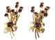 Vintage 1950s Amethyst Rhinestone and Gold-Toned Floral Earrings