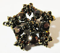 Vintage 1960s Retro Floral Gold Rhinestone Hair Clip