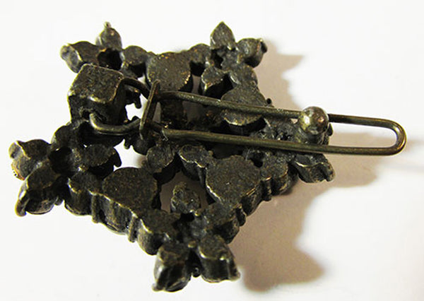 Vintage 1960s Retro Floral Gold Rhinestone Hair Clip - Back