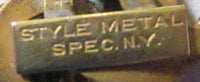 Rare Signed Style Metal Spec. Vintage 1930s Rhinestone Art Nouveau Pin - Signature - Thumbnail
