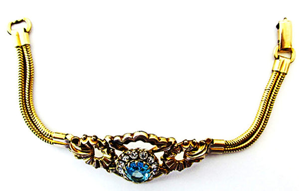 1920s Rare PSCO Art Deco Rhinestone and Gold-Filled Bracelet - Front