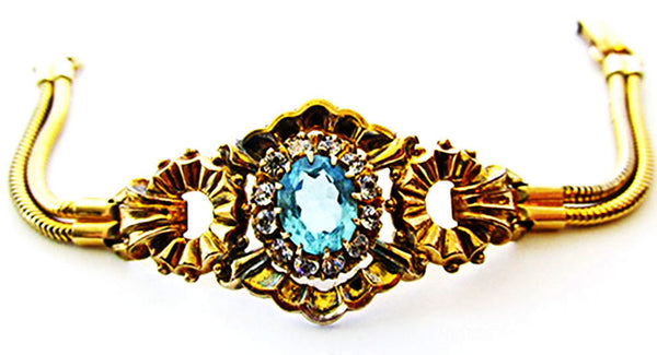 1920s Rare PSCO Art Deco Rhinestone and Gold-Filled Bracelet - Close Up