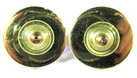 Vintage 1980s Contemporary Style Avant-Garde Blue Cabochon Earrings - Back - Thumbnail