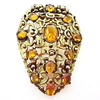 Vintage 1930s Spectacular Art Deco Topaz Rhinestone Fur Clip - Front - Thumbnail