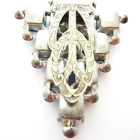 Striking Vintage 1930s Art Deco Sapphire-Blue Rhinestone Dress Clip - Back - Thumbnail