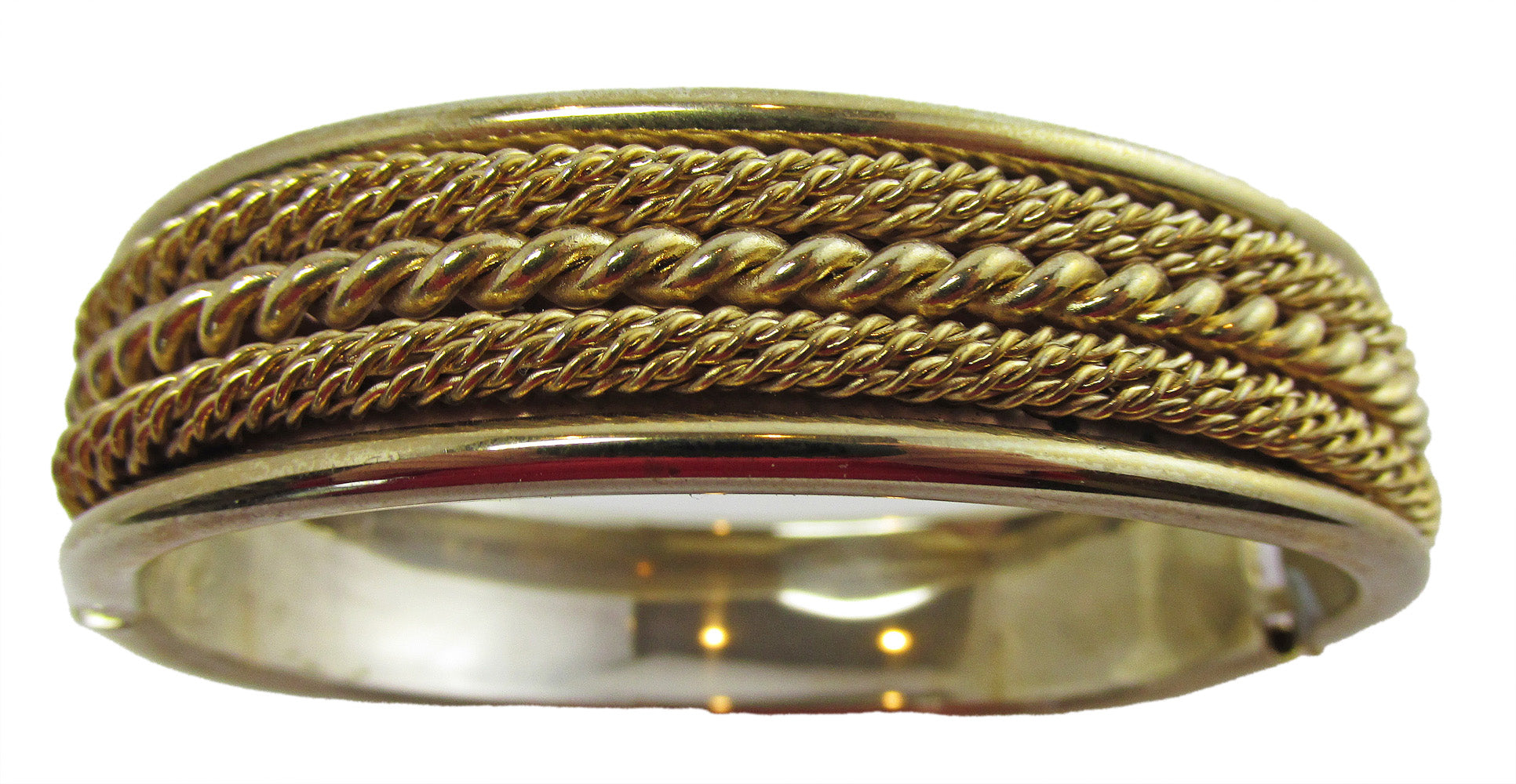 Timeless Vintage 1960s Mid-Century Gold-Toned Braided Cuff Bracelet - Front