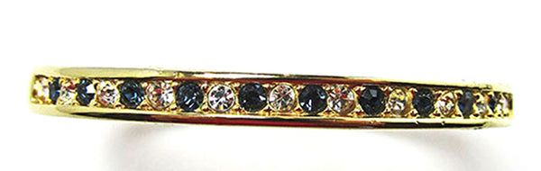 Signed Roman Vintage 1970s Sapphire-Blue and Clear Rhinestone Bracelet - Front