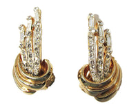 Rare Jeray Vintage 1940s Clear Rhinestone Gold-Toned Earrings - Thumbnail