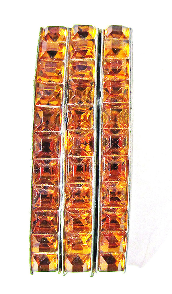 Vintage 1930s Art Deco Topaz Rhinestone and Silver Dress Clip - Front