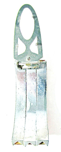 Vintage 1930s Art Deco Topaz Rhinestone and Silver Dress Clip - Back - Thumbnail