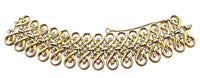 Signed Trifari Vintage 1950s Clear Rhinestone Wide Link Bracelet - Front - Thumbnail