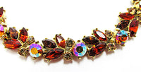 Signed Trifari 1950s Topaz and Citrine Rhinestone Floral Bracelet - Close Up - Thumbnail