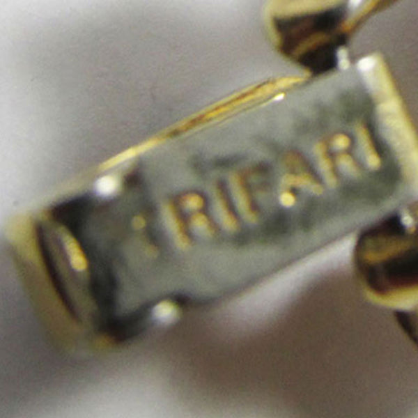 Signed Trifari 1950s Topaz and Citrine Rhinestone Floral Bracelet - Signature