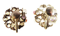 Beautiful Vintage 1950s Clear Crystal Bead Silver-Toned Earrings - Back - Thumbnail