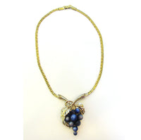 Unique 1950s Vintage Mid-Century Diamante and Bead Grape Necklace - Front - Thumbnail