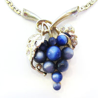 Unique 1950s Vintage Mid-Century Diamante and Bead Grape Necklace - Close Up - Thumbnail