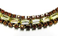 Vintage 1950s Mid-Century Citrine and Topaz Rhinestone Gold Necklace - Close Up - Thumbnail
