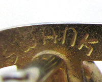 Signed Swank 1950s Men’s Gold and Diamante Cufflinks - Signature - Thumbnail