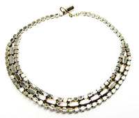 Vintage 1950s Mid-Century Citrine and Topaz Rhinestone Gold Necklace - Back - Thumbnail