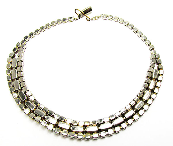 Vintage 1950s Mid-Century Citrine and Topaz Rhinestone Gold Necklace - Back