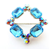 Desirable Signed Monet Vintage 1970s Designer Geometric Diamante Pin - Front - Thumbnail