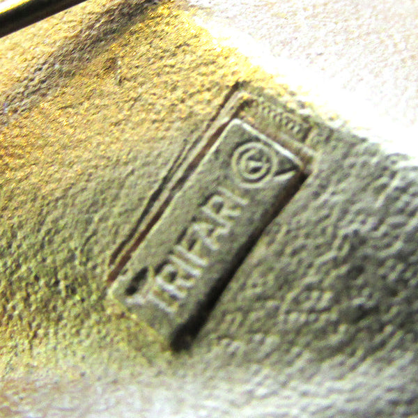 Crown Trifari 1960s Vintage Designer Engraved Leaf Pin - Trifari Mark