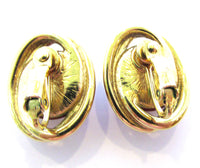 Vintage Trifari 1960s Button Style Carnelian Clip-On Earrings - Back - Thumbnail