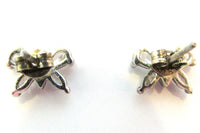 Signed 1980s Cubic Zirconia and Sterling Butterfly Earrings - Back - Thumbnail